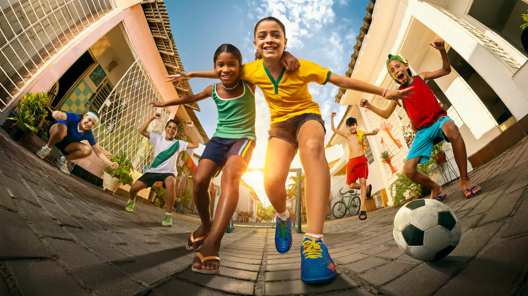 Football celebration on the streets of Brazil